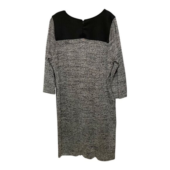 Calvin Klein 2X Grey White Black Marled Scuba Contrast 1/2 -3/4 Sleeve Dress - Picture 4 of 6